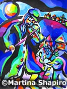 Fiddler and Bird Jewish painting original Judaic fine art