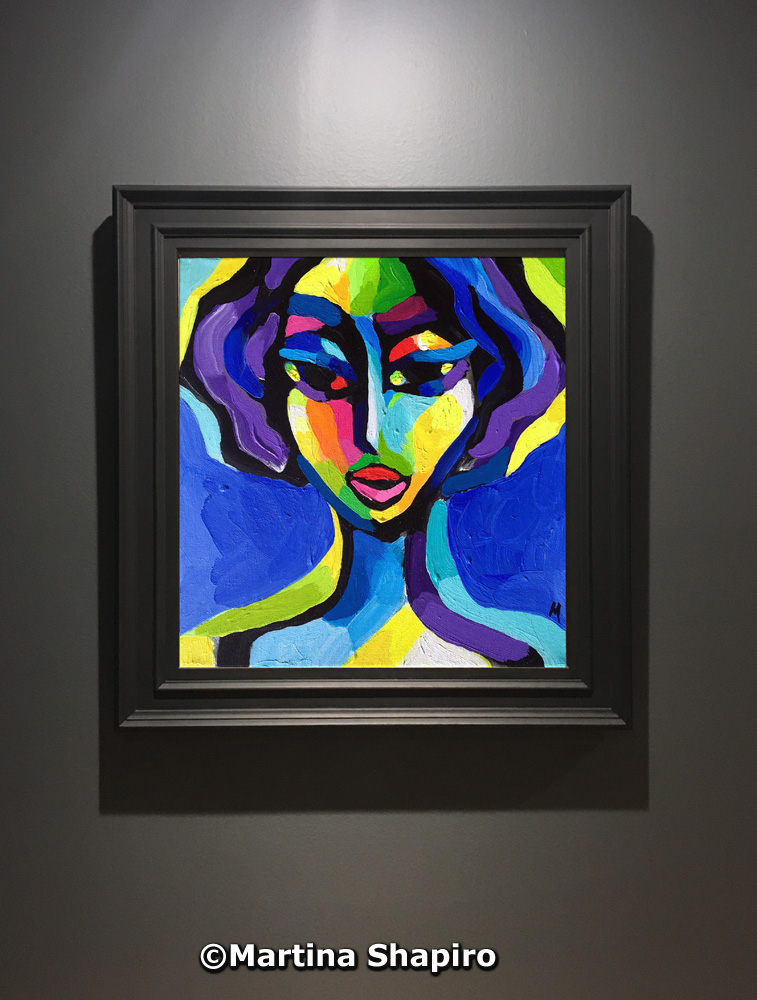 Abstract woman on blue original painting by artist Martina Shapiro