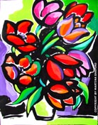 SOLD to BC, Canada
"Abstract Red Tulips"
 original painting/drawing
in acrylic and ink on paper
 18" x 24"