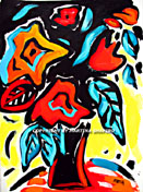 SOLD to TX, USA.
"Abstract Rose Bouquet"
original painting/drawing
in acrylic and ink on paper,
 15"x 20"