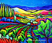 abstract vineyard original painting fine art landscape