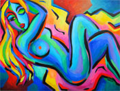 blond blue nude original painting