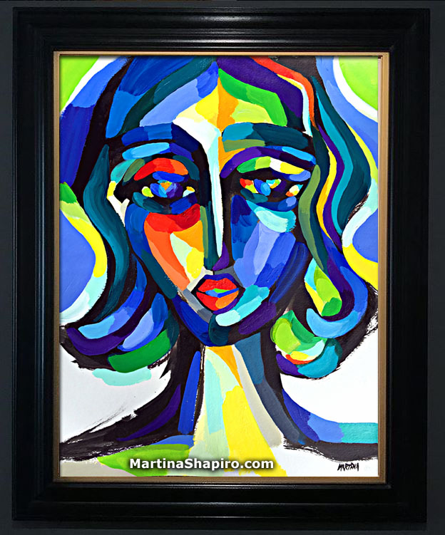 Blue Woman Expression painting  by artist Martina Shapiro
