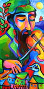 Chai Fiddler Jewish original painting by artist Martina Shapiro