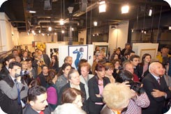 Art exhibition in showroom Elena Miro, Milano, Italy - artist Martina Shapiro painting.