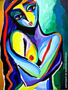 expressionist nude on green painting