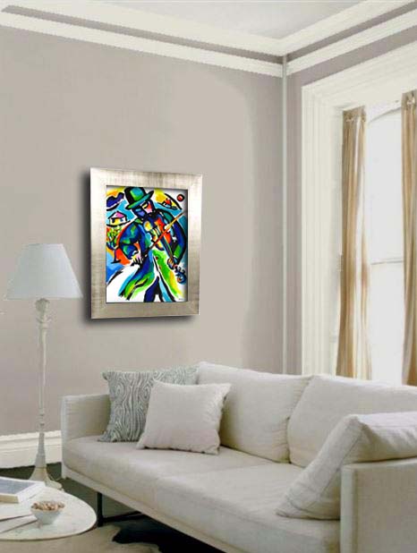 Approximate size in a room - Fiddler Abstraction painting by artist Martina Shapiro