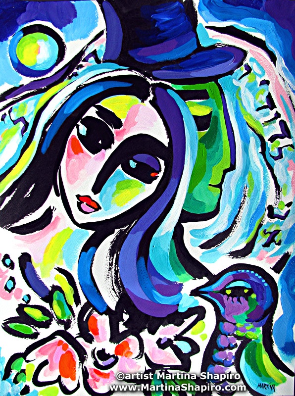 Jewish Wedding original painting on paper by artist Martina Shapiro