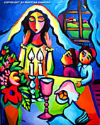 Lights of Shabbat Jewish fine art original painting by artist Martina Shapiro