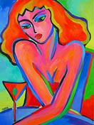 martini pop art girl painting