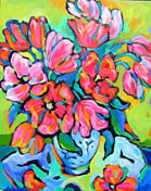 SOLD to OR, USA
"Red Tulips In Blue Vase"
original oil on canvas painting
24 x 30"