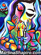 Shabbat Blessing with Challah original Jewish painting