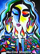 SOLD to Winnipeg, Canada.
"Shabbat Expression"
original painting in acrylic 
and ink on paper, 15 x 20 inches