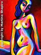 sitting nude on red abstract female nude fine art