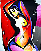 sleeping nude on red painting