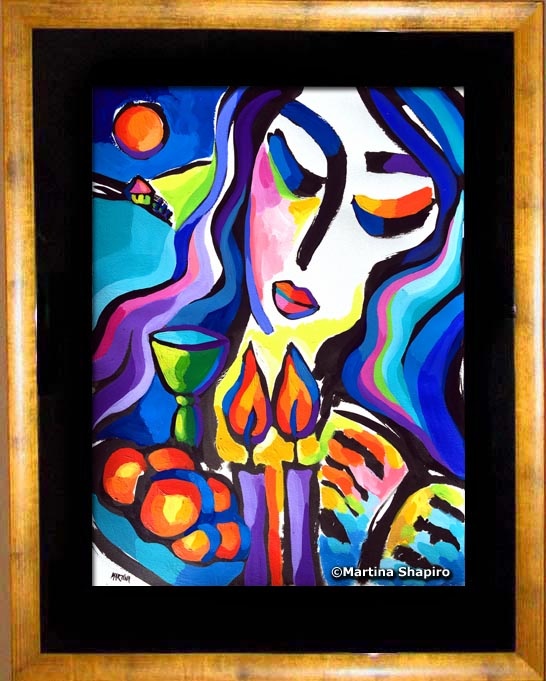Tranquility of Shabbat painting by Martina Shapiro - example of framing
