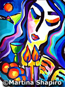 Tranquility of Shabbat original Jewish fine art painting by Martina Shapiro
