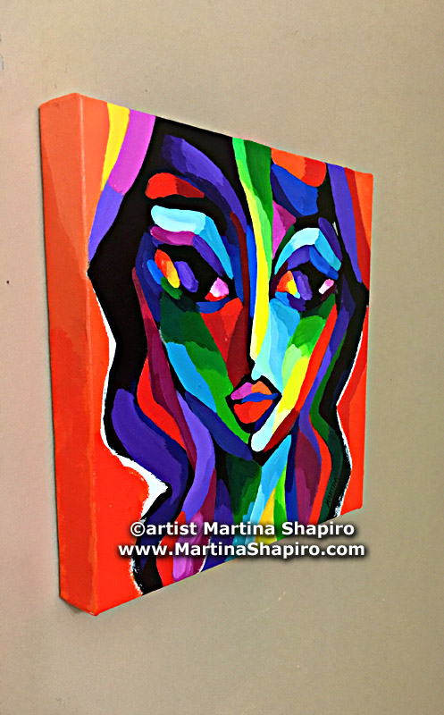 Abstract Girl On Orange painting on a wall Abstract Girl On Orange painting on a wall