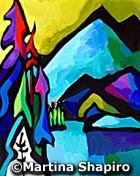 "BC Landscape No.3",
original painting in acrylic
and ink on paper,12x 15 inches
artist Martina Shapiro