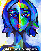 Blue Woman Portrait original painting fine art by Martina Shapiro