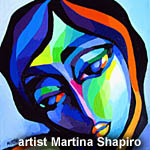 Blue Expression abstract painting of woman original fine art