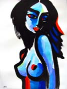 Bold Blue Nude painting abstract fine art female nudes