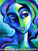 Expression in Blue and Green original painting woman fine art