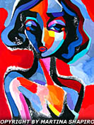 Female Portrait in Red painting original art Canadian artist Martina Shapiro