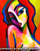 Sensual Woman On Red original painting abstract female portrait art