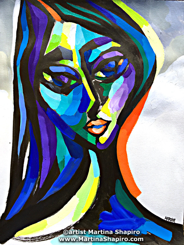 "Woman In Purple" original painting by artist Martina Shapiro